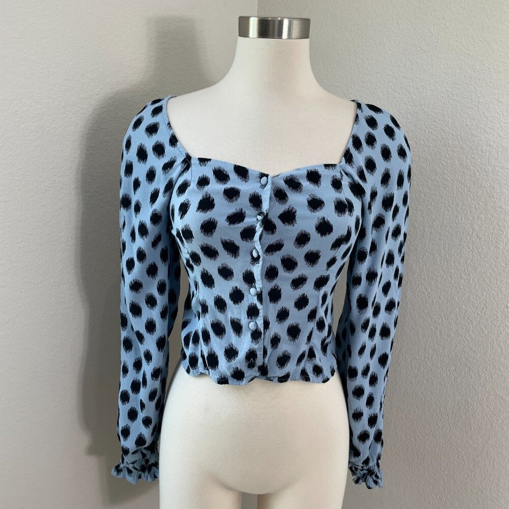 & Other Stories Womens Size 0 Sweetheart Neck Button Up Blouse Long Sleeve Shirt